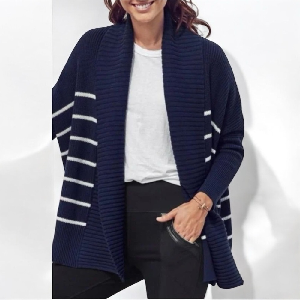 Athleta Navy Oversized Peaceful Wrap Chunky Cardigan Sweater Size Xs